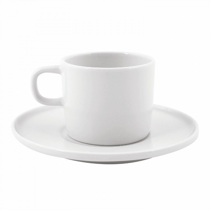 Logo Baskılı 200 ml Mental Porselen Tabaklı Çay Fincanı